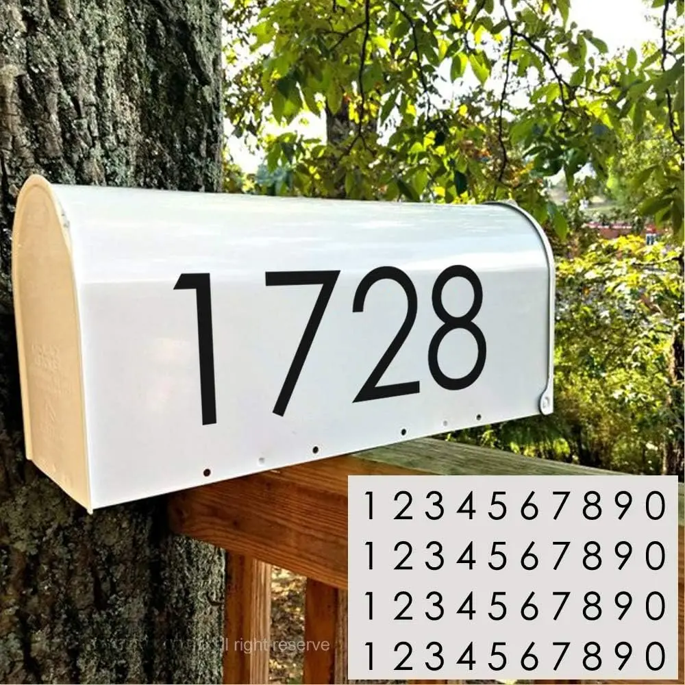 Mailbox Numbers Sticker Decal  Cut Classic Vinyl Number 4" Self Adhesive 4 Sets Black for Mailbox, Signs, Window, Door, , , , Business, Address Number, Indoor or Outdoor