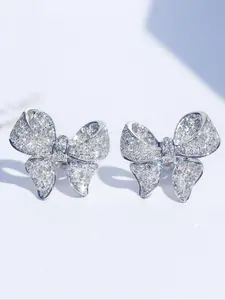 Women's Elegant Bowknot Design Stud Earrings (1 Pair), Zircon Stud Earrings, Exquisite Trendy Stud Earrings, Fashionable Jewelry for Women for Daily & Party Decoration, Studs Earrings, Classic Style Earrings