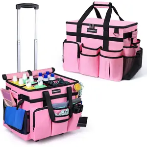 Large Rolling Bag with Wheels, Baskets Bags with Detachable Trolley For Housekeepers , Resistant Cleaner Supplies Organizer with Wheels for, Car