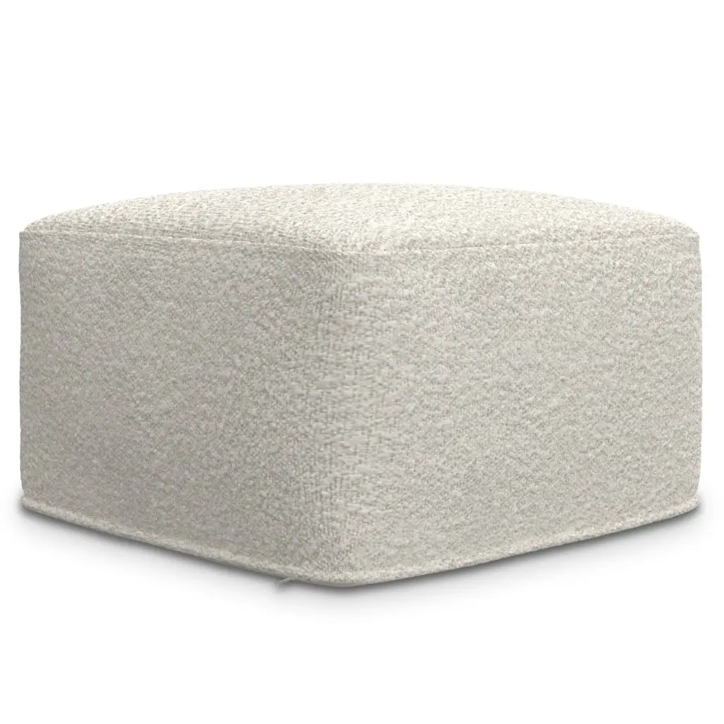 Furniture Ottoman, 360-Degree Rotating 14x24x24 in. Lightweight Medium-Size Contemporary Polystyrene Bead-Filled Single-Seat Square Upholstered Stool - Soft Cushioned Stool for Living Room Indoor Fabric Pouf