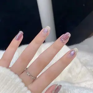 Y41 Premium Purple Burberry Wearable Armor Flash Mirror Moon Cat Eye Detachable Wearable Armor detachable  nails