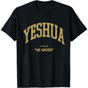Retro Washed T-Shirt Single-Sided Printed (230 Pure Cotton T-Shirt) 'YESHUA HE SAVES' Letter And Pattern Print, Christian Gift, Mens TShirt, Mens Shirt Casual, Comfortable, Fashionable T-Shirt, Street Style Cotton