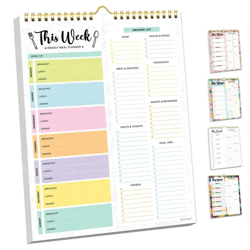 Busy mom 52-Week Grocery Money Saving Challenge Planner Notebook, A4/A5 size.Magnetic/Wall Meal Planner & Grocery List Pad for Fridge,Tear-Off Sheets,Weekly Budget Tracker,ADHD-Friendly Family kitchen Meal Planning Notebook,back to school