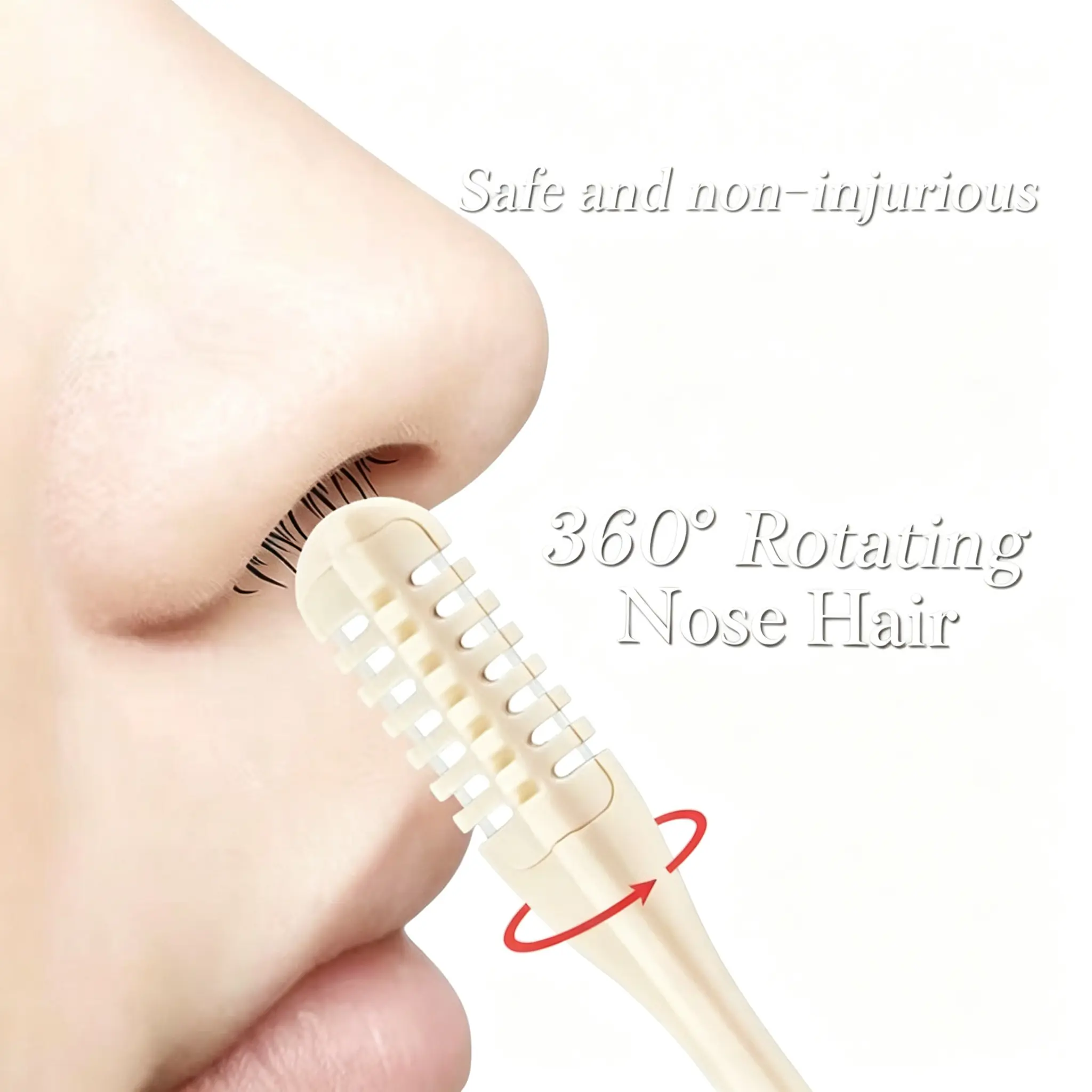 2PCS 2-in-1 Nose Hair Trimmer, Manual Double Edge Nasal Hair Remover with Ear Pick, Portable Stainless Steel Grooming Tool, Safe Painless Hair Cutter for Men & Women