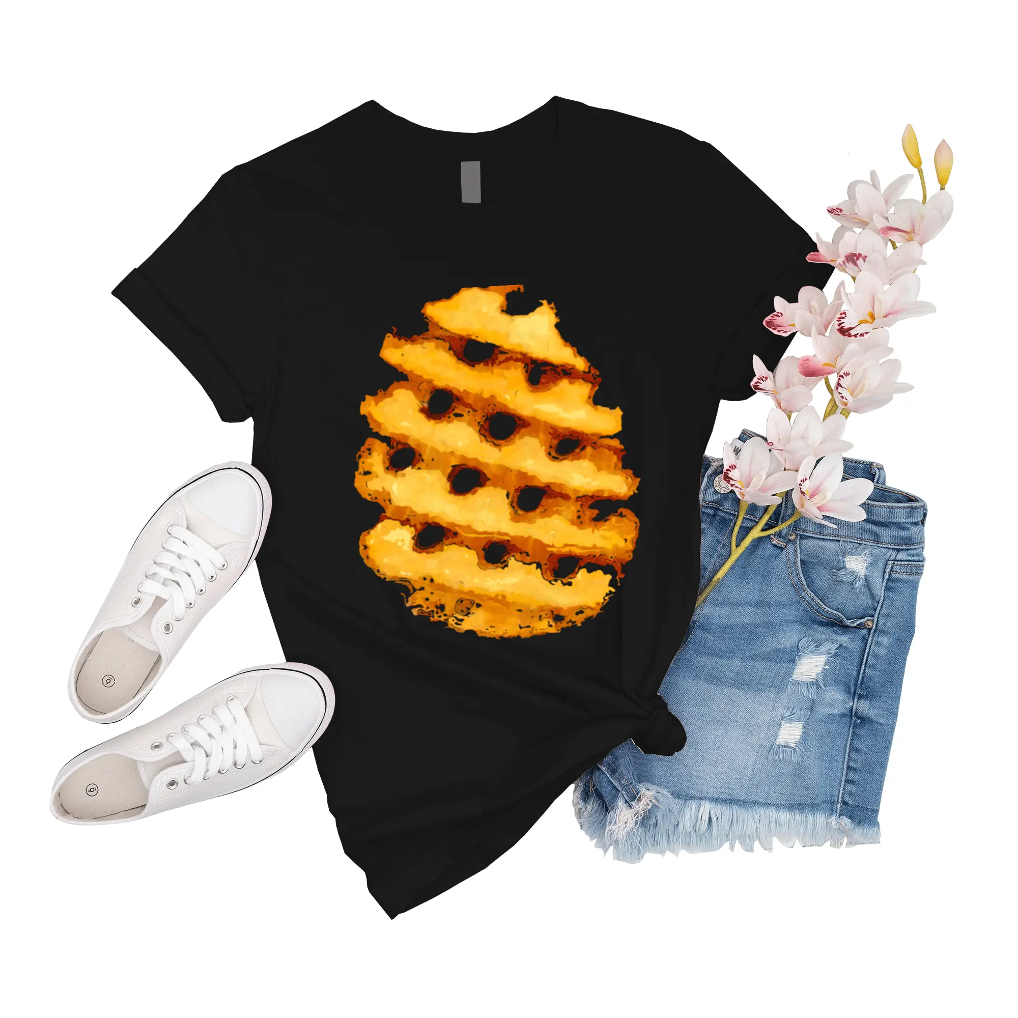 T-Shirt Unisex Chick Fil A Waffle Fries Crispy Waffle Fry Women Boy Sleeve Girl Big Shirts Short Friend Gift For Men