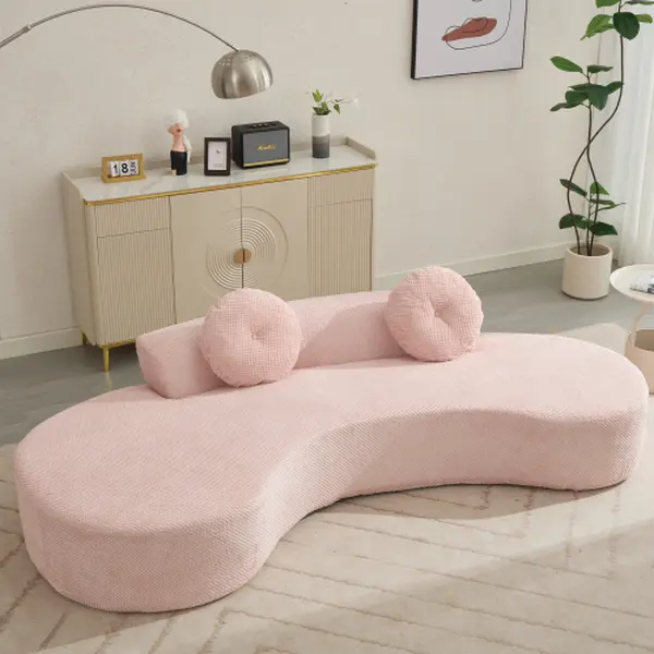 105.5" Curved Sofa, Memory Foam Cloud Sectional Couch, 4-Seater Oversized Modern Compressed Lounge Couch for Living Room Apartment, No Assembly Required (Pink