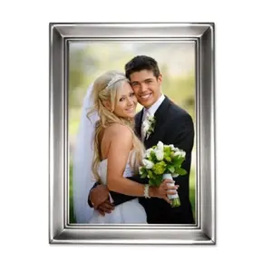 212 MAIN Brushed Pewter 5x7 Antique Metal Photo Frame - Heavy Weight, Exceptional Workmanship, Wall Mount Hangers, Baby Room Wall Decor, Household Decoration