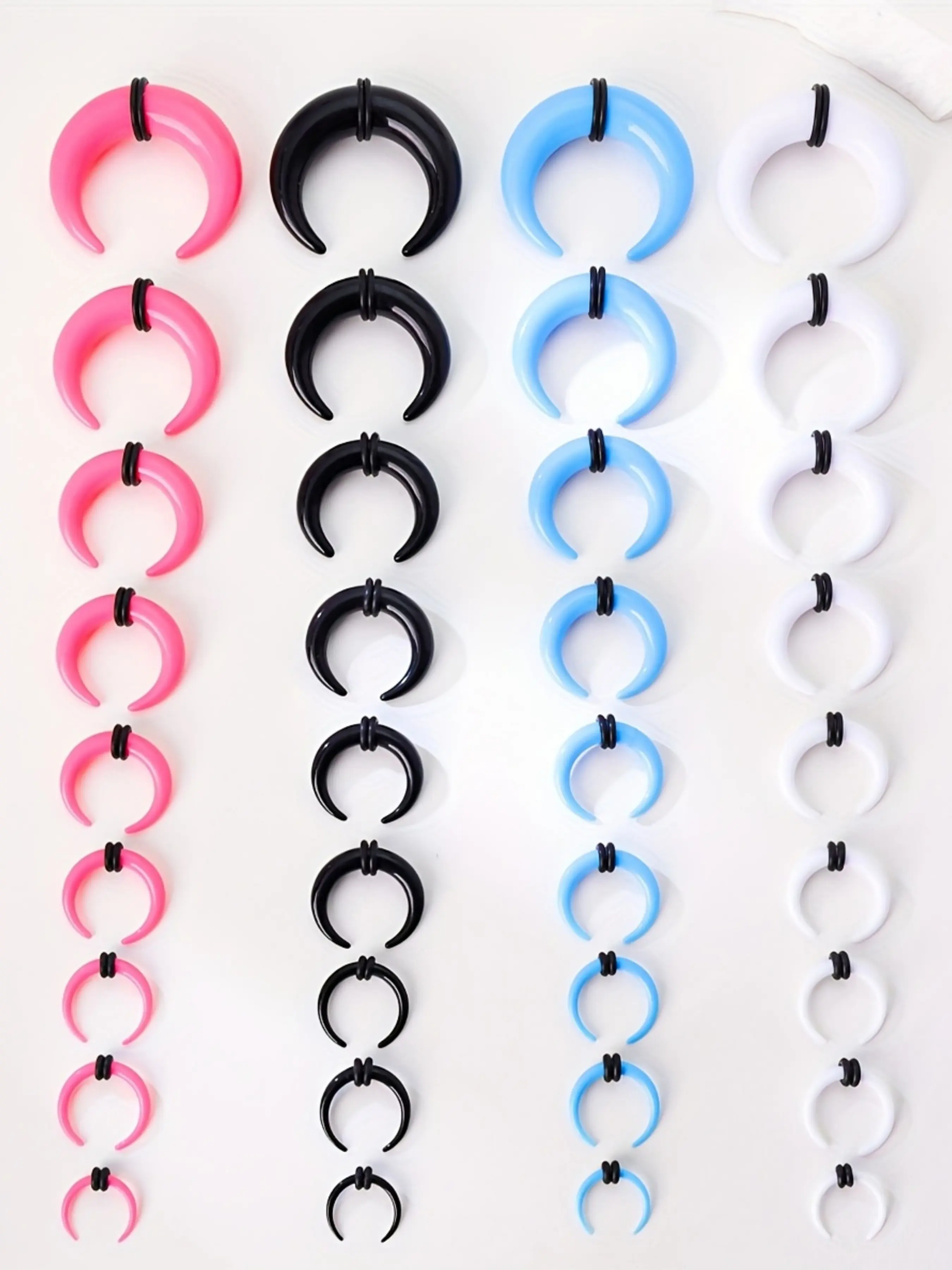 9pcs Animal Print Acrylic Ear Piercer Rings, 4 Colors, Tribal Style, Daily & Holiday Use, Vibrant, Blue, Natural Look for Women, Unique Patterns