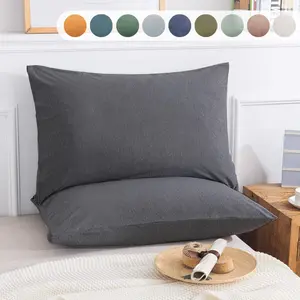 Set of 2 Jersey Knit Pillowcases 100% T-Shirt Cotton Super Soft Comfy Breathable Envelope Closure, Super Soft