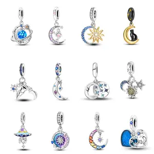 Celestial Wonders Mula Collection - 925 Silver and Platinum Plated Charm with Zirconia | DIY Cosmic Style Beads and Pendants for All Pandora Bracelets and Necklaces | Universal Jewelry Gift for All Occasions