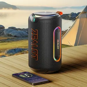 ZEALOT MP1 60W wireless speaker desktop stereo/with bass enhancement, surround sound, USB port, PC/music player/smartphone/tablet, 8000mAh lithium battery, TWS,28 hours of playback time, RGB ambient lighting, suitable for home, car, party, outdoor camping