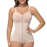 SHAPSHE Women's Nylon V-Neck Zipper Bodysuit, Foldable Tummy Control Waist Trainer with Hook and Eye & Brafree Chest for Activewear, Sport Casual, Chic Curves,clothes for back to school,first day of school outfits