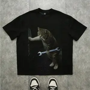 Tired Cat Graphic T Shirt Funny Meme Cat Shirt Vintage Aesthetic Cat Graphic Tee Streetwear Unisex Funny Cat Shirt