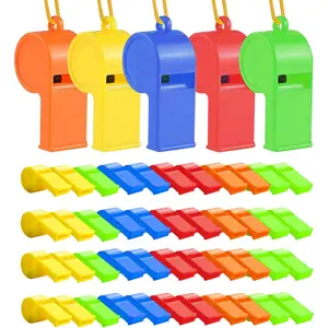 48 count Plastic Whistles,  Whistle Bulk with Lanyard, Super Loud   Whistle for Coaches Referees, Colorful Whistles for  Soccer Giveaways Party