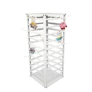 FixtureDisplays® 12x12x32" Jewelry Displays, Counter top Earring Card Spinning Retail Rack White 10 Tiers Easy Assembly Video in Description 12088