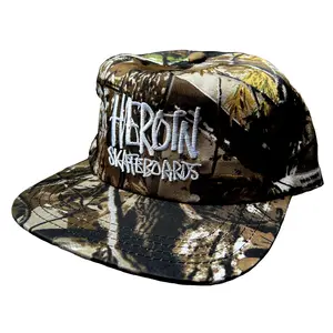 Heroin Skateboards Hat Script Nylon Snapback Camo