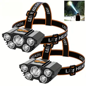 2Pack,Rechargeable Headlamp Set, 5 LED Ultra-Bright Light, Lightweight USB Charging, 3 Modes, Outdoor Running, Fishing, Hunting, Hiking, Camping, Work