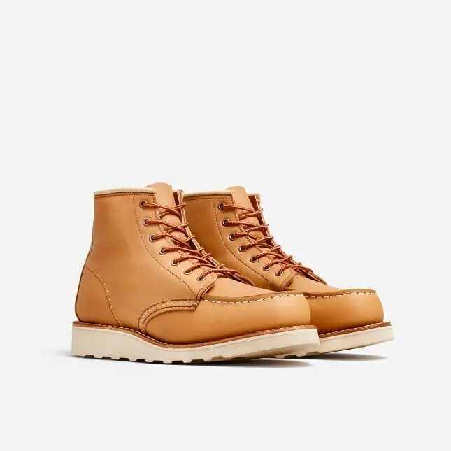 Red Wing Shoes Wing Heritage Classic Moc Toe 6 Inch Ankle Boot in Red/Tan Leather | Women's