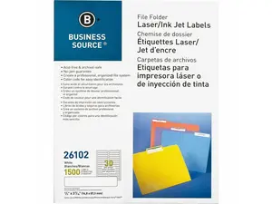 Business Source File Folder Labels Laser/Inkjet 2/3"x3-7/16" 1500/PK White 26102