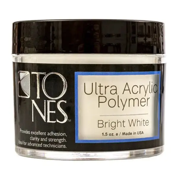 Tones Pro Acrylic Powder “Sparkling Bright White” – High-Impact, Crystal White, Nail Tech Essential for French Tips & Art
