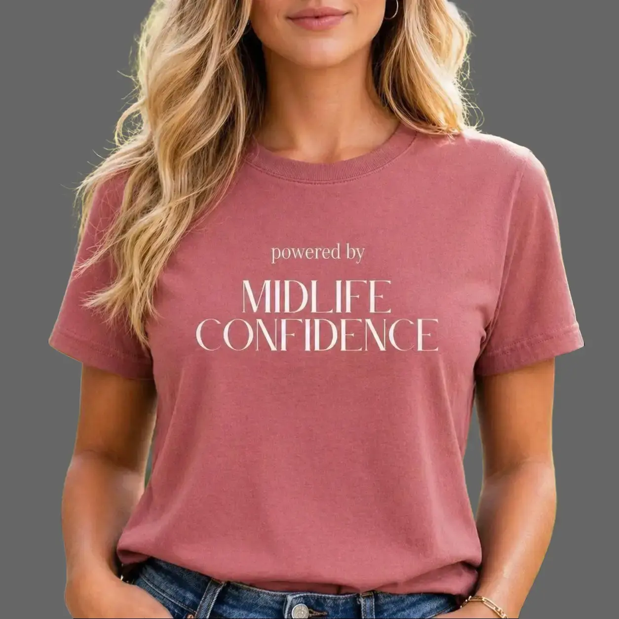 Powered by Midlife Confidence, Midlife Confidence Graphic T-Shirt, Women Empowerment Tee