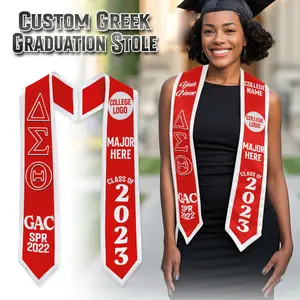 Delta Sigma Theta Graduation Stole Personalized Name Custom Crimson Style, Class of 2026 Sorority Sash, Memorable Gift for Ceremony Wear