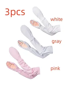3 Pairs Summer Sun Protection Arm Sleeves, Sports Sleeve, Fashion Plain Loose Fit Velcro Arm Covers, Unisex for Driving, Outdoor Cycling, Fishing