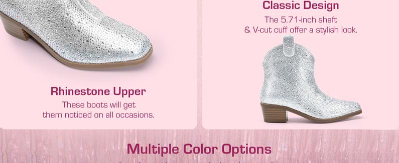 DREAM PAIRS KIDS Girls Cowgirl Cowboy Rhinestone Boots Ankle Low Heel Dress Booties Glitter Western Cowgirl Boots DREAM PAIRS KIDS Girls Cowgirl Cowboy Rhinestone Boots Ankle Low Heel Dress Booties Glitter Western Cowgirl Boots