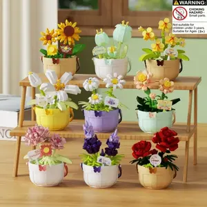 Eternal Flower Basket Series Mini Bead Building Blocks DIY Decoration, Perfect Gift for Girlfriend, Mother's Day Present, Flower Bricks