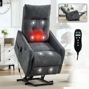 Power Lift Recliner Chair - Single Motor Massage Recliner with Heating, USB Charging Port, 155° Recline & Heavy Duty Frame for Elderly & Seniors（Grey）