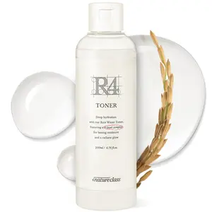 NATURECLASS R4 Hydrating Rice Toner – Glass Skin, Toner for Face, Deep Moisturizing, Rice Water, Hyaluronic Acid, Squalane, Korean Skin Care, Fragrance Free, Sensitive Skin, 6.76 fl oz
