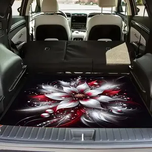 1pc Fantasy Floral Print Polyester Car Trunk Mat - Soft, Durable, Non-Slip, Machine Washable Cargo Liner for SUVs and Cars, Easy to Clean, Stylish Elegant Design to Keep Your Interior Tidy and Neat, SUV Cargo Liner | Stylish Car Accessory, Car Mats