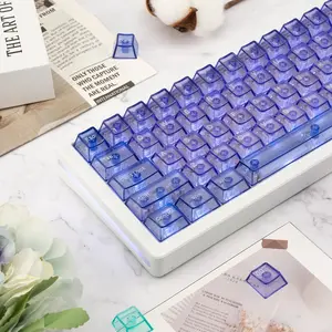 Custom PC Keycaps 157 Keys, Transparent PC Material Keycap Cherry Profile, Minimalist Purple jelly Keycaps for Cherry MX Gateron Kailh Cross Type Switch ANSI Mechanical Keyboard