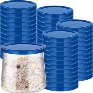 for you 48 Pcs Yogurt Jar Lids Set Plastic Yogurt Lids Compatible with Oui Jars Food Storage Replacement Lid Sealed Blue Containers for Coffee Cookie Cover Glass Containers