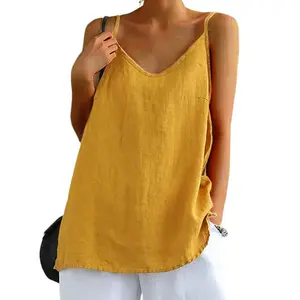 Chvity Women's Organic Cotton Basic Tank Tops - Minimalist Plain V-Neck Cutout, Fitted Spaghetti Strap, Elegant Comfy Cami Sleeveless Summer Shirts