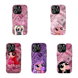 Pink Money Print Cute Cartoon Girl Shockproof Phone Case,For iPhone 17 Pro Max 16 15 14 13 12 11 for Samsung S21 S22 S23 S24 S25 Phone Case|Tough Phone Case|Gift for him and her|Gift For Fan