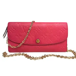 Pre-owned Louis Vuitton Leather Crossbody Bags Pink Monogram Empreinte Emilie Wallet with added Chain