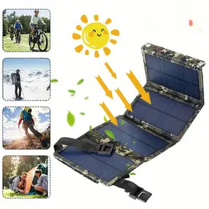 Compact foldable solar panel with usb – waterproof portable solar charger for camping, hiking & travel | powers phones, tablets, fans & flashlights