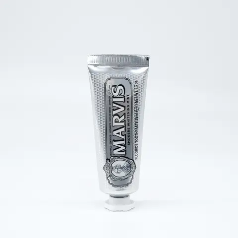 Marvis Smokers Toothpaste, 25ml (0.9oz) Travel Size, Oral Cleansing Teeth Whitening Mint for Yellow Teeth, Stain Removal, Scented Fresh Breath, Daily Dental Care