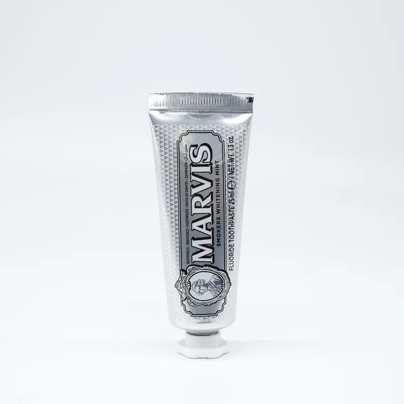 Marvis Smokers Toothpaste, 25ml (0.9oz) Travel Size, Oral Cleansing Teeth Whitening Mint for Yellow Teeth, Stain Removal, Scented Fresh Breath, Daily Dental Care