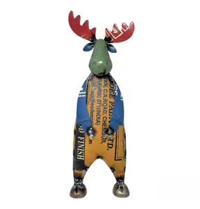 Home Decor Rustic Moose Statue, 13" Tall, Repurposed Scrap Metal for Home/Farm/Garden Decor