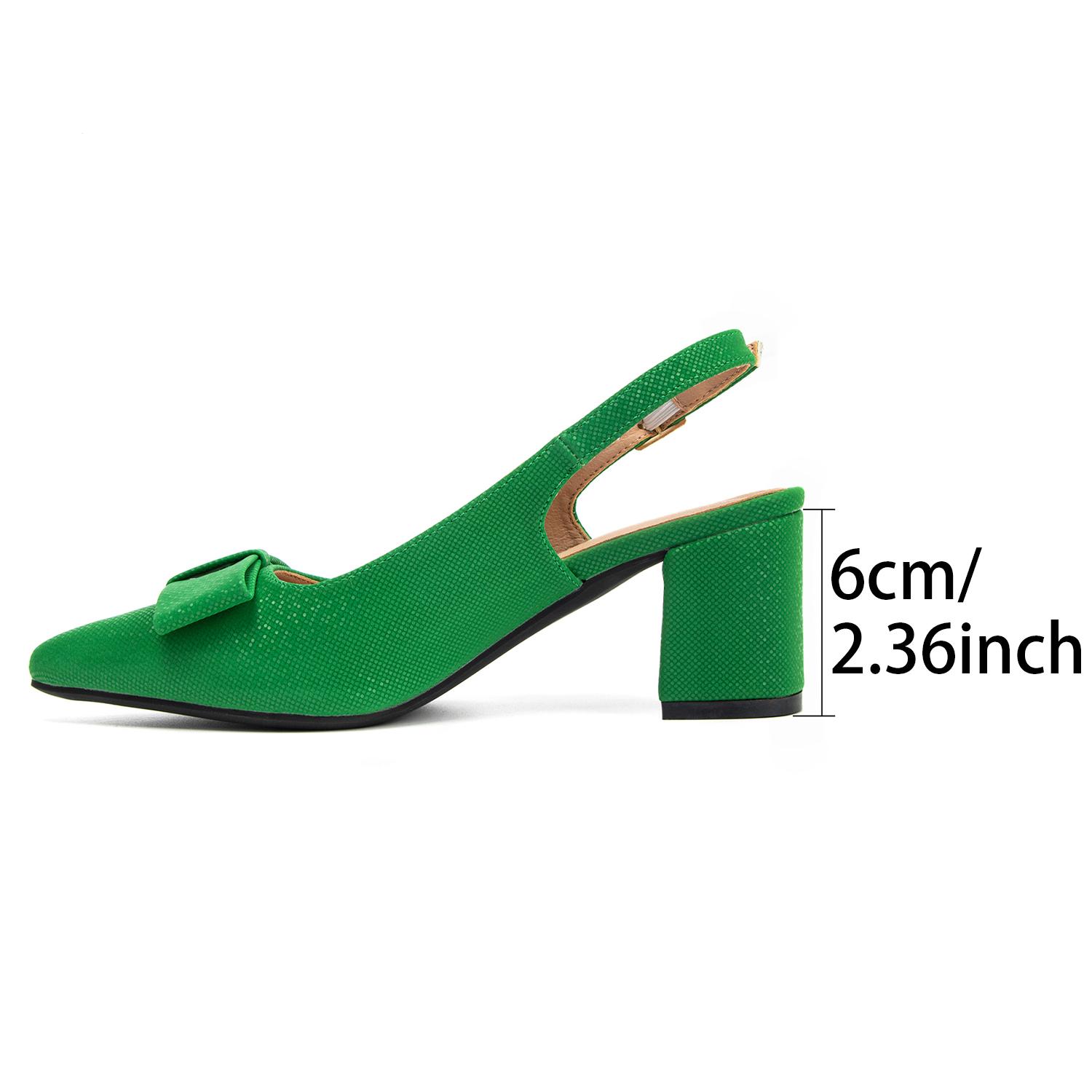 Women's Elegant PU Leather Pointed Toe Slingback Pumps, Summer Bow Detail Comfortable Backless Strap Heels, Versatile Dress Sandals