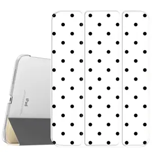 Classic Black Polka Dot Durable Leather Tablet Case - Slim Stand Accessory with Soft Translucent Frosted Back, Magnetic Pencil Holder, Microfibre Lining for Protection, Compatible with iPad A16 2025, iPad Air 6, Samsung Galaxy Tab S9 Tablet Accessories