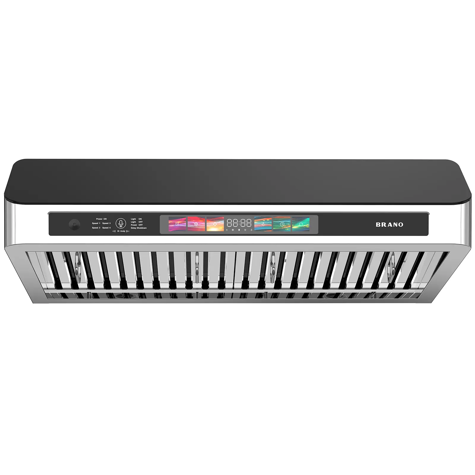 900 CFM Black Under Cabinet Range Hood with Voice & Gesture Control, Smart Kitchen Vent Hood with LED Lights, 4-Speed Fan for Modern Kitchen Upgrade