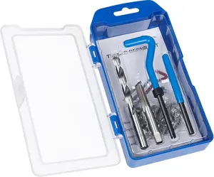 30 count SAE Thread Repair Kit 5/16-18 inch, Helicoil Repair Kit with HSS Drill, Rethreading Tools for Internal Screw Holes Repairing (Blue)