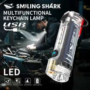 【TIP-6060】SmilingShark Keychain Torch Light Super Bright 3 in 1  UV Light Magnetic Flashlight Halter Neck Lamp 8modes Type-C Rechargeable for Camping