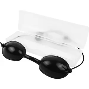See Through Safety Goggles Half Clear Tanning Goggles for Tanning Beds & Red Light Therapy Lightweight Adjustable Eye Protection with Storage Box 1 Pack