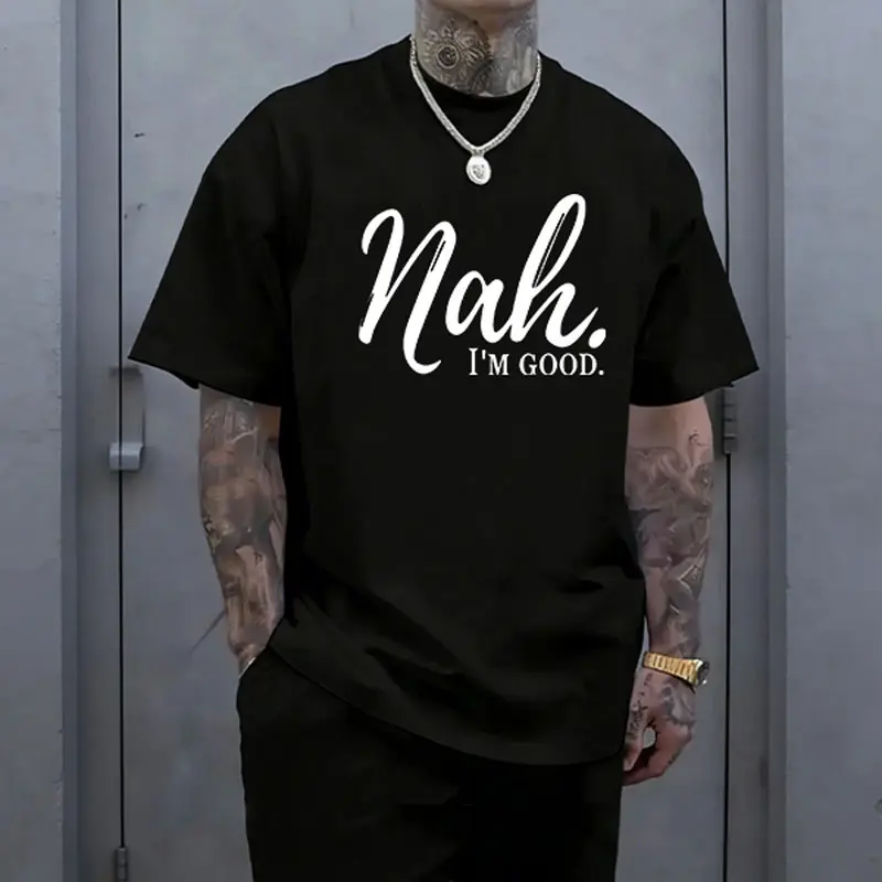 Men’s 100% cotton loose street-style T-shirt with a satirical humor graphic print—a trendy urban casual short-sleeve top, a best-selling funny and ironic fashion piece. tiktokshopspringglowup,father'sdaygifts