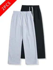 2-pack men’s casual athletic pants, loose straight cut, comfortable and breathable, knit versatile sweatpants, spring/summer/autumn styles