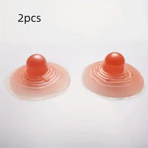 2pcs Reusable Silicone Nipple Covers for Breast Shaping & Enhancement, Elegant Transparent Design with Red Center, Perfect for Costume Parties & Lingerie Accessories, Costume Party Accessories | Transparent Nipple Covers | Silicone Material  Bra Pink Wome